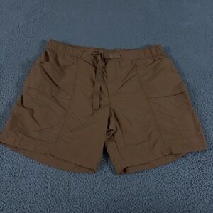 Eddie Bauer Shorts Mens XL Brown Cargo 7" Top Out Ripstop Nylon Belted Hiking